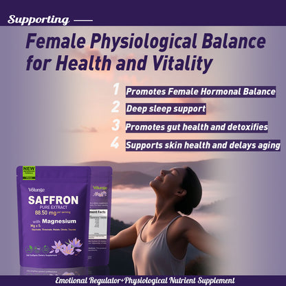 Volunge Saffron Pure Extract — Energy, Mood & Daily Drive Support with 88.5mg Saffron + 5-Magnesium Complex • Vegan • 240 Softgels