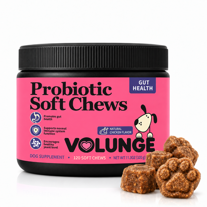 Dog Probiotic Soft Chews, Gut Health & Digestive Support Supplement with Probiotics, Pumpkin, Brewer's Yeast & Colostrum, Healthy Stool Support, Chicken Flavor, 120 Count