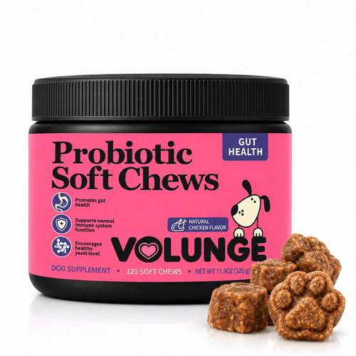 Dog Probiotic Soft Chews, Gut Health & Digestive Support Supplement with Probiotics, Pumpkin, Brewer's Yeast & Colostrum, Healthy Stool Support, Chicken Flavor, 120 Count