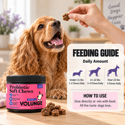 Dog Probiotic Soft Chews, Gut Health & Digestive Support Supplement with Probiotics, Pumpkin, Brewer's Yeast & Colostrum, Healthy Stool Support, Chicken Flavor, 120 Count
