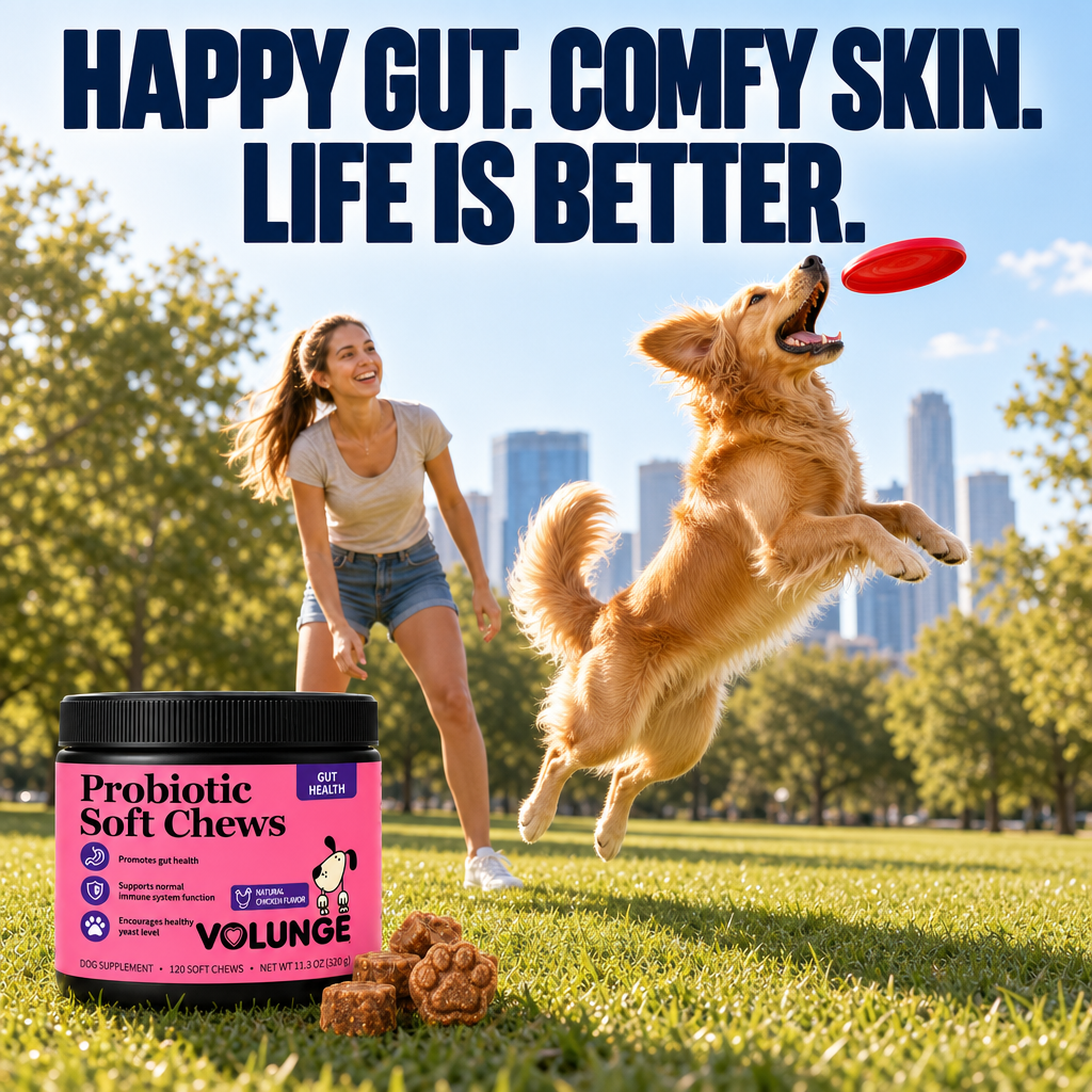 Dog Probiotic Soft Chews, Gut Health & Digestive Support Supplement with Probiotics, Pumpkin, Brewer's Yeast & Colostrum, Healthy Stool Support, Chicken Flavor, 120 Count
