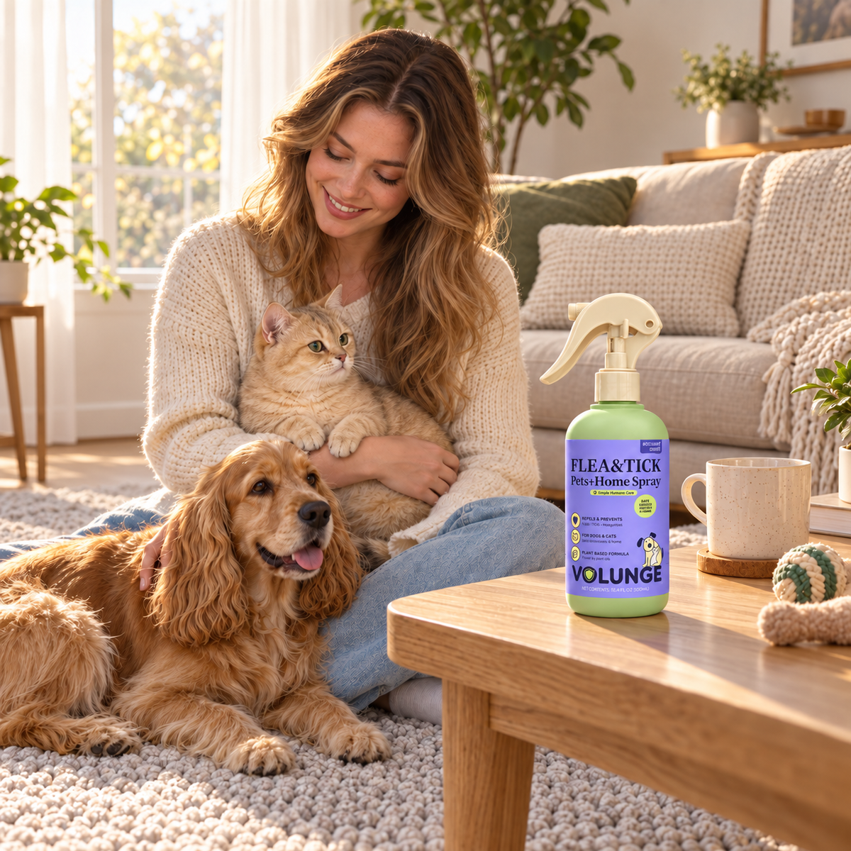 300ml Pet Flea & Tick Care Spray for Dogs & Cats, Rosemary-Scented Grooming Mist with Botanical Extracts, Daily Coat Refresh & Seasonal Pest Care