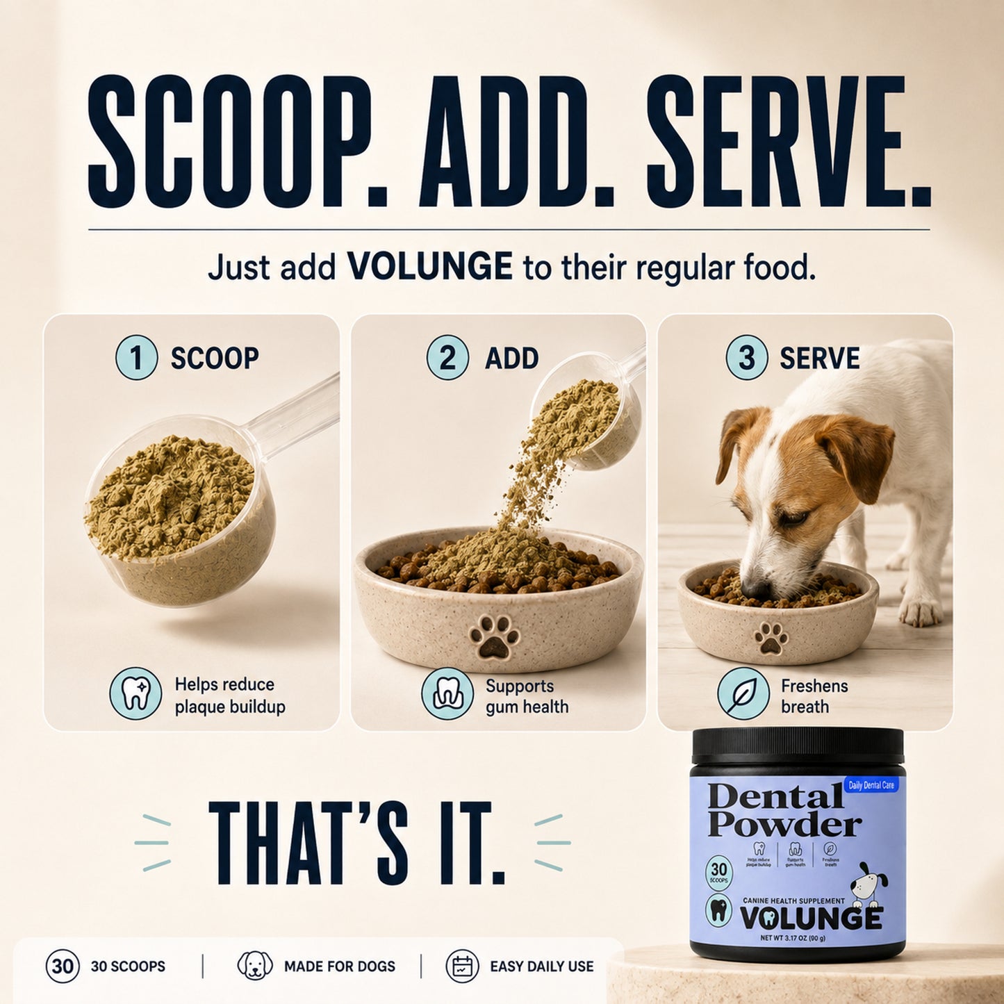 VOLUNGE Dog Dental Powder | Daily Breath & Plaque Care