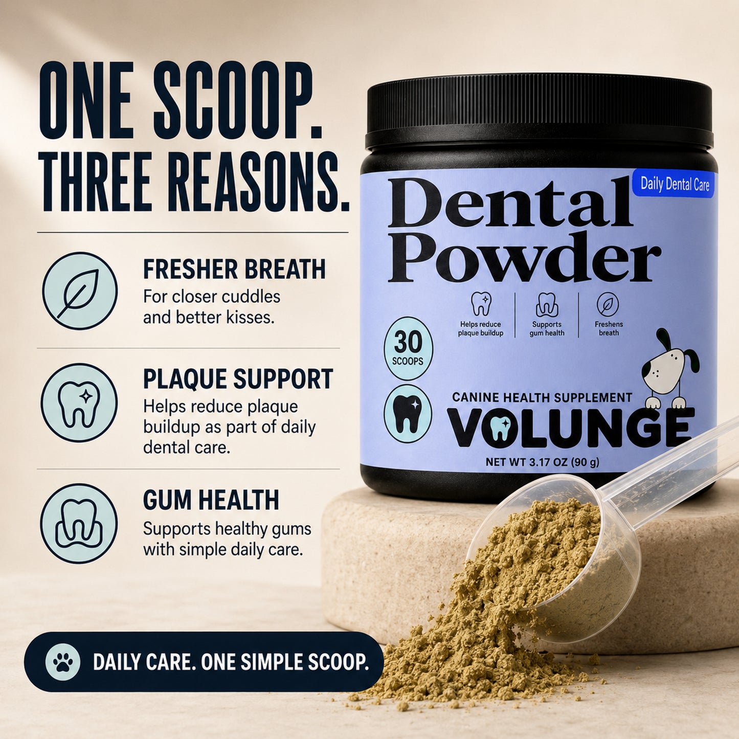 VOLUNGE Dog Dental Powder | Daily Breath & Plaque Care