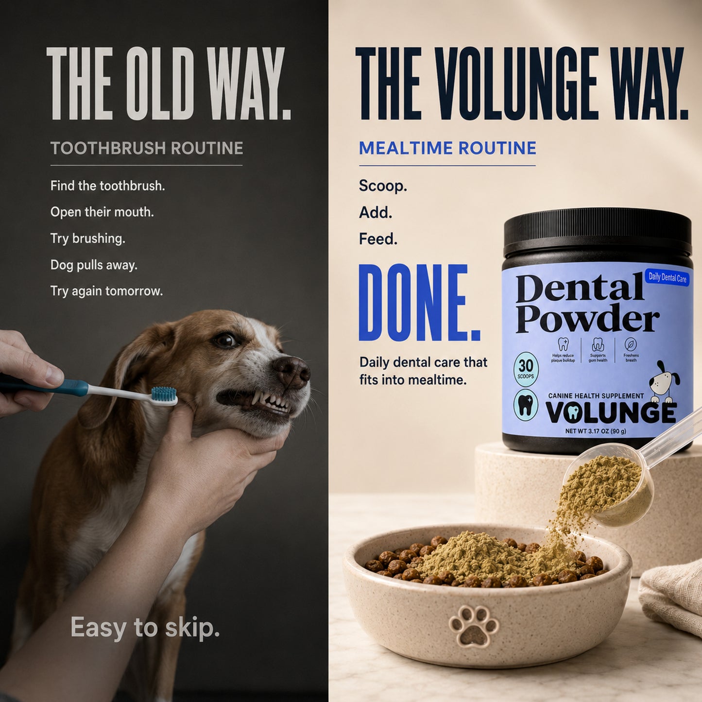 VOLUNGE Dog Dental Powder | Daily Breath & Plaque Care