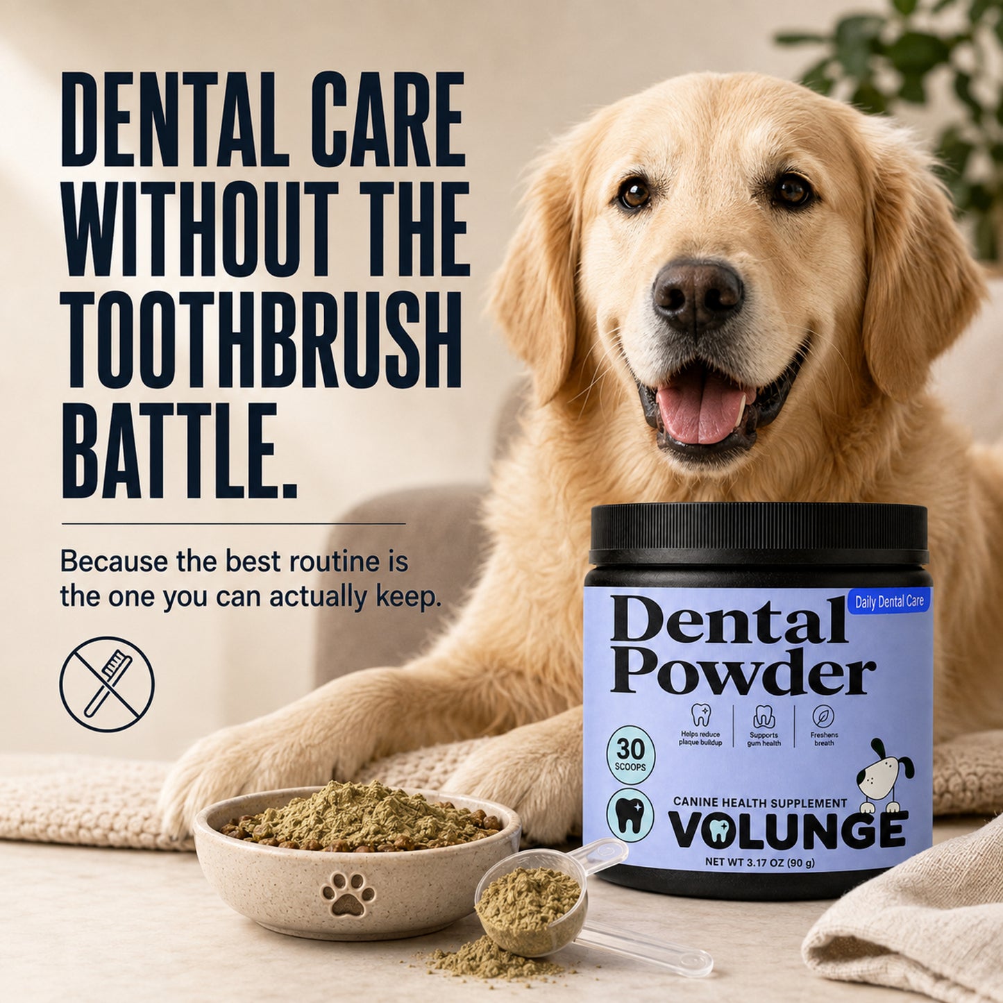 VOLUNGE Dog Dental Powder | Daily Breath & Plaque Care