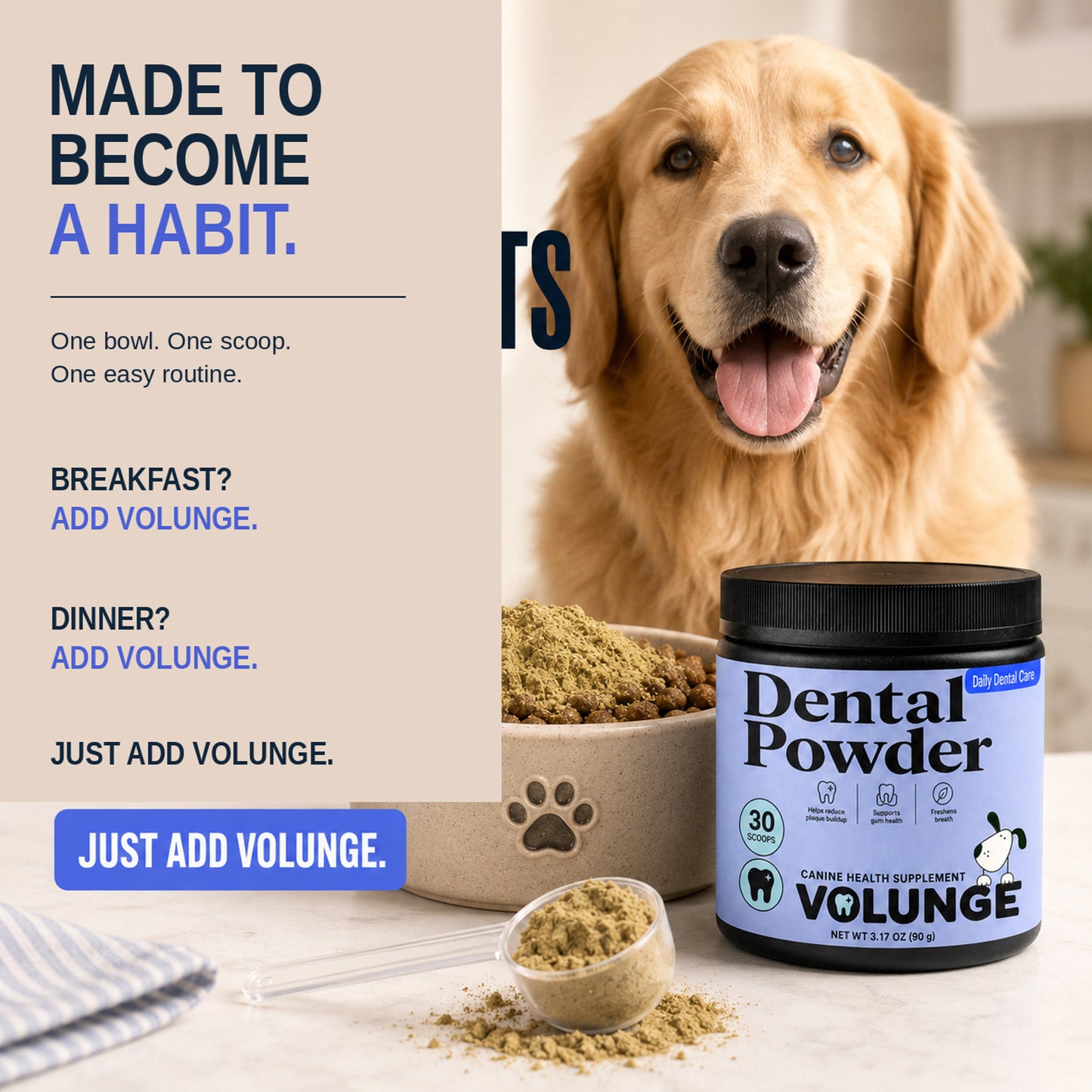 VOLUNGE Dog Dental Powder | Daily Breath & Plaque Care