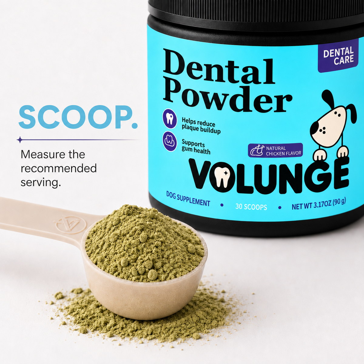 VOLUNGE Dog Dental Powder | Daily Breath & Plaque Care