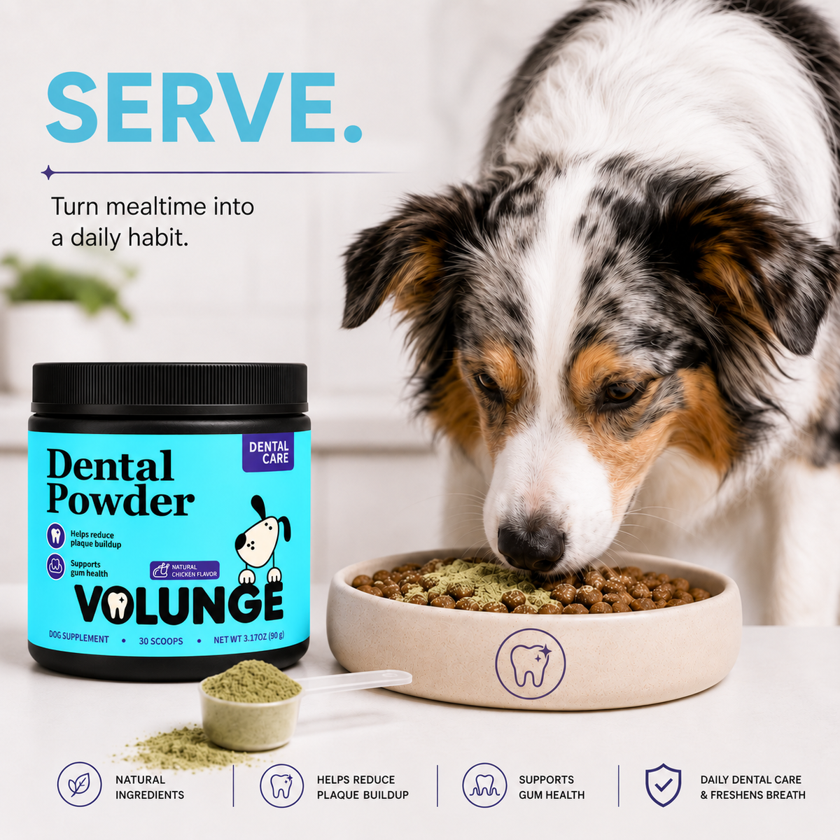 VOLUNGE Dog Dental Powder | Daily Breath & Plaque Care